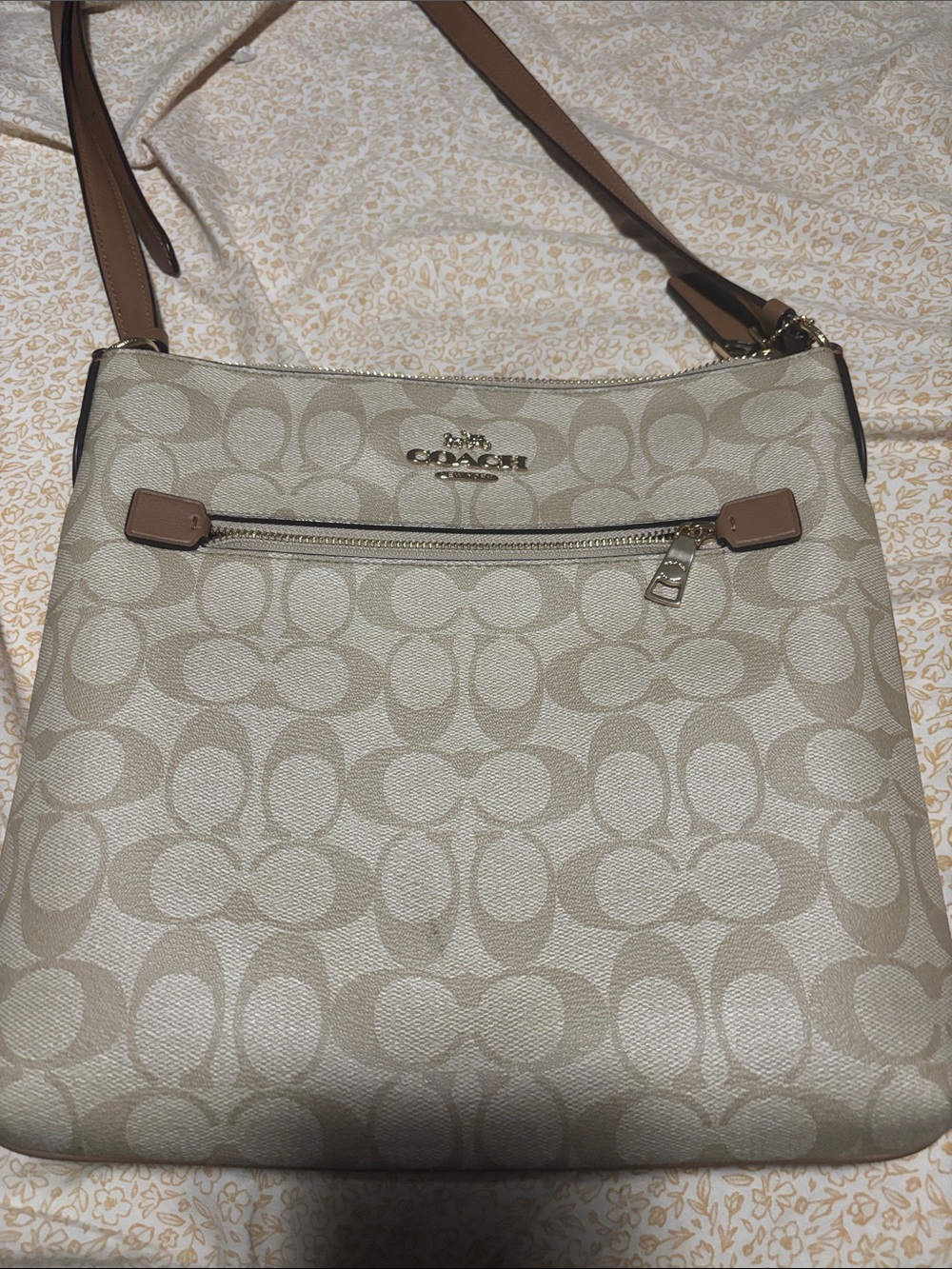 Coach Signature Canvas Crossbody in Neutral Beige and Tan